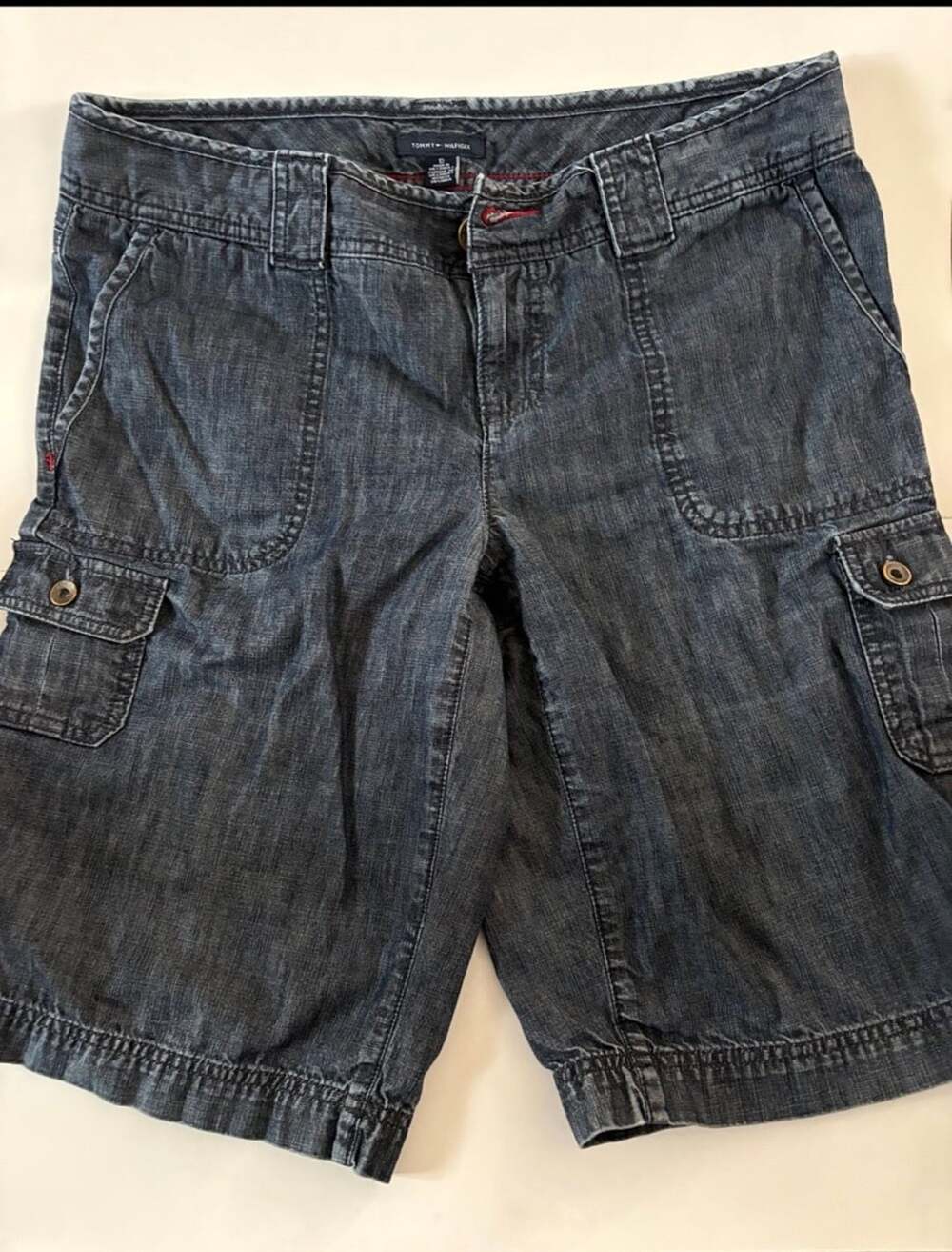 Tommy Hilfiger Women's Blue Denim Cargo Shorts Size 10